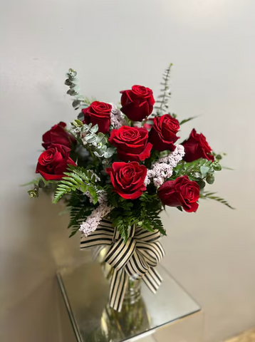 Dozen Roses In Vase