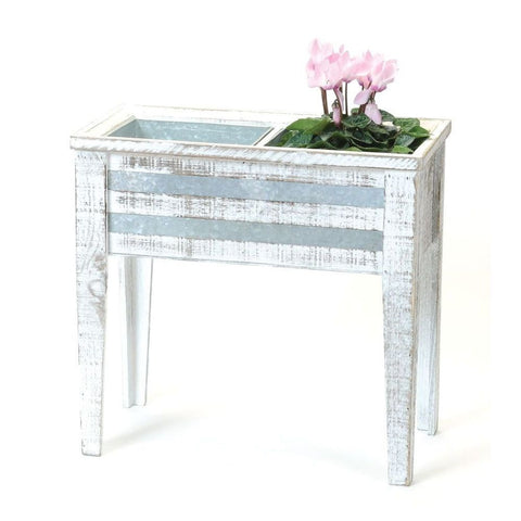 SMALL PLANTER STAND WHITEWASH