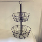 Two tier weaving black wired basket